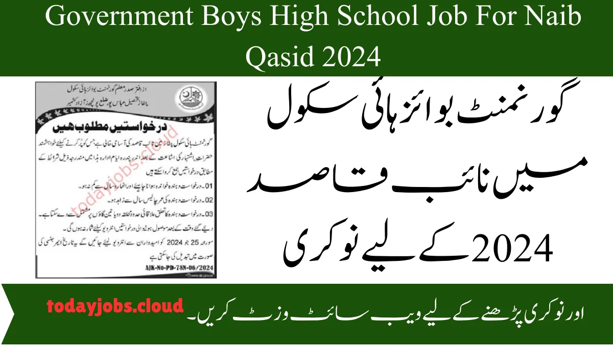 Government Boys High School Job For Naib Qasid 2024